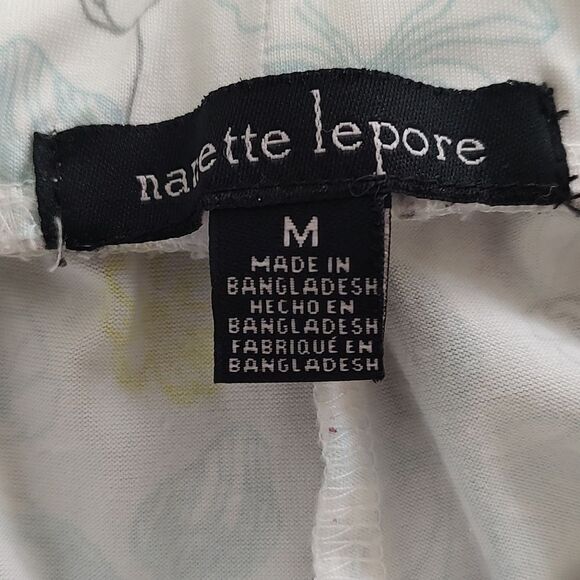 Nanette Lepore white gray yellow blue lace side trim lounge resort pj pants Sz M - Picture 8 of 8